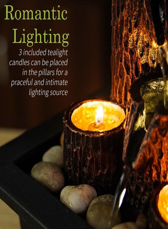 HOME CUBE Polyresin Tabletop Indoor Waterfall Fountain with Tea Light Candle Holder for Home Decor, Showpiece Fountain for Living Room Housewarming Gift Zen Water Fountain - 23x17.5x23.5cm (FT_04) - Image 5